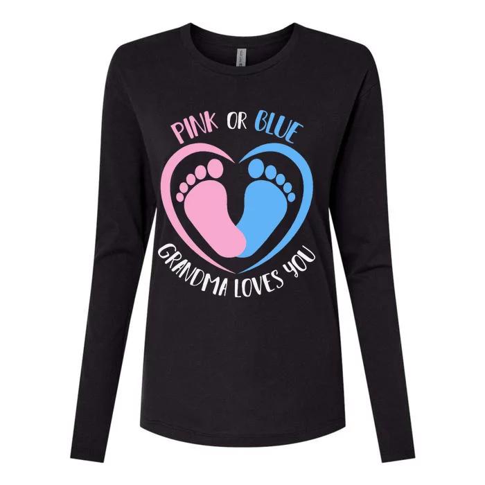 Pink or Blue Grandma Loves You Gender Reveal Womens Cotton Relaxed Long Sleeve T-Shirt