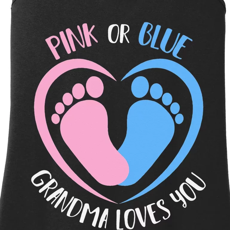 Pink or Blue Grandma Loves You Gender Reveal Ladies Essential Tank