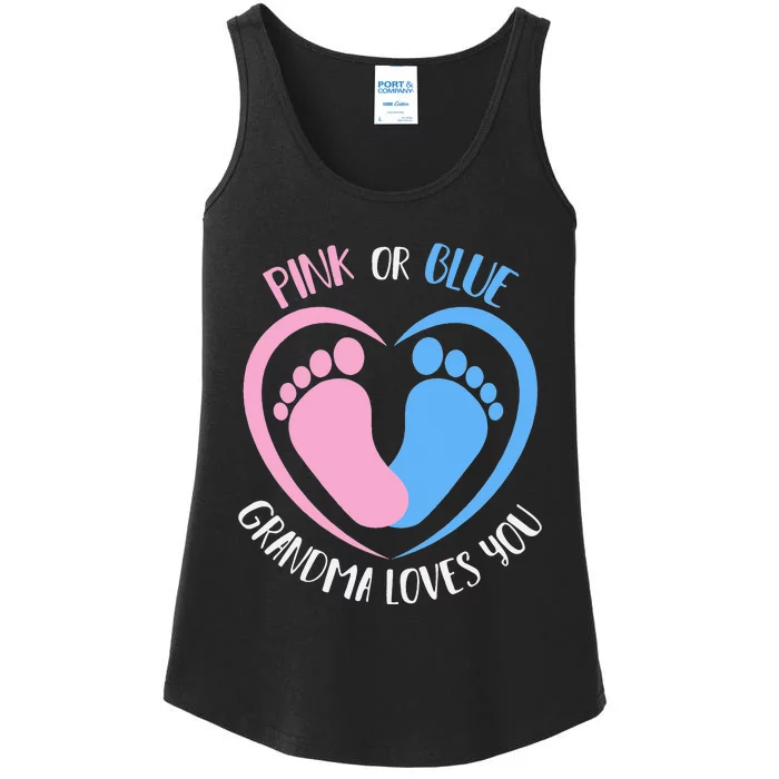 Pink or Blue Grandma Loves You Gender Reveal Ladies Essential Tank