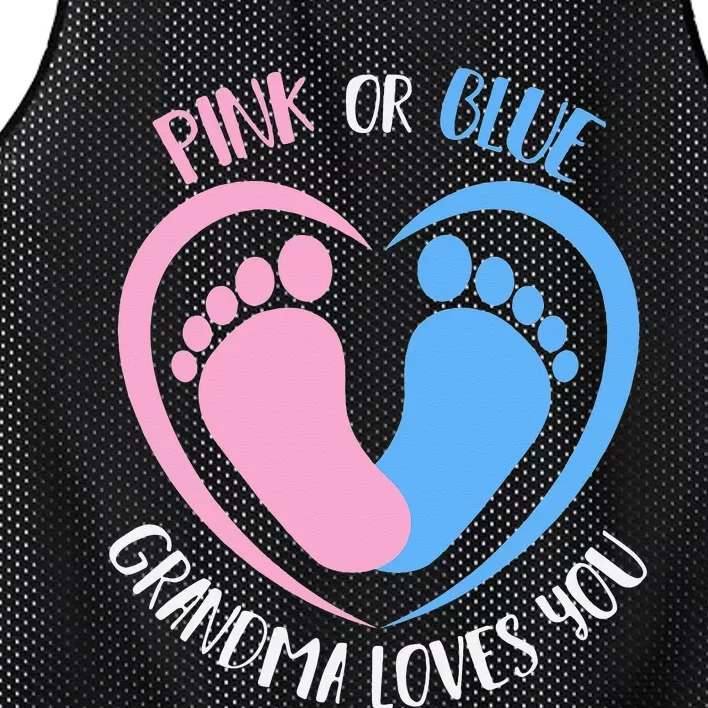 Pink or Blue Grandma Loves You Gender Reveal Mesh Reversible Basketball Jersey Tank