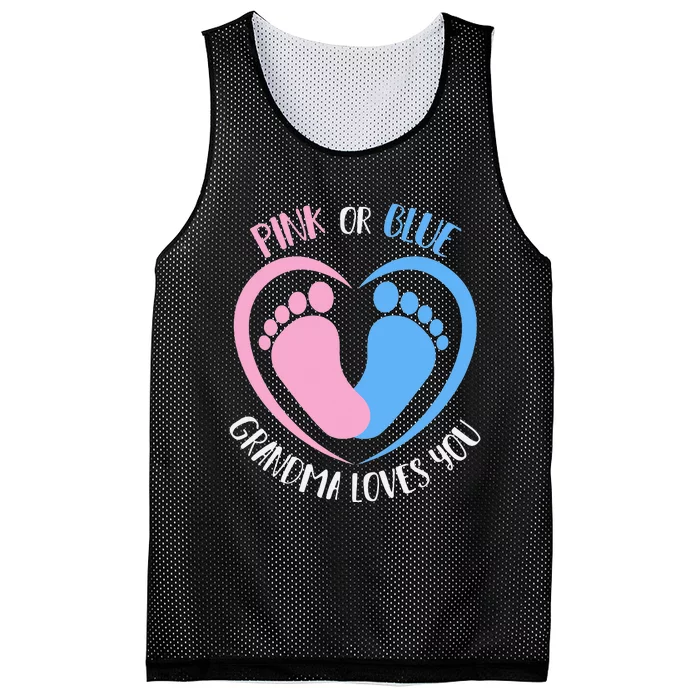 Pink or Blue Grandma Loves You Gender Reveal Mesh Reversible Basketball Jersey Tank