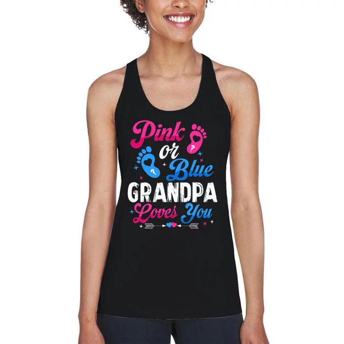 Pink Or Blue Grandpa Loves You Baby Gender Reveal Keeper Women's Racerback Tank