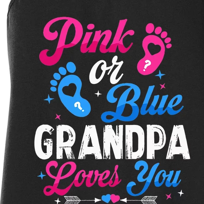 Pink Or Blue Grandpa Loves You Baby Gender Reveal Keeper Women's Racerback Tank