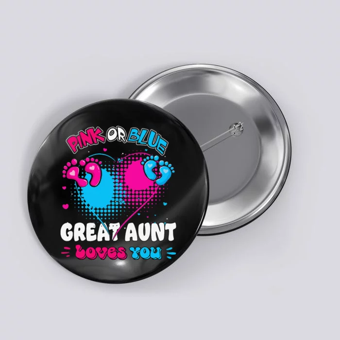 Pink or Blue Heart Great Aunt Loves You Shower Gender Reveal Button