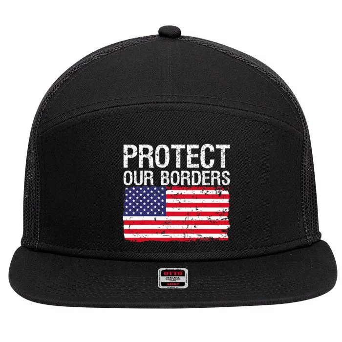 Protect Our Borders Law Enforcement Legal Immigration 7 Panel Mesh Trucker Snapback Hat