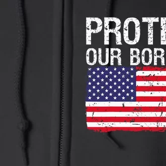 Protect Our Borders Law Enforcement Legal Immigration Full Zip Hoodie