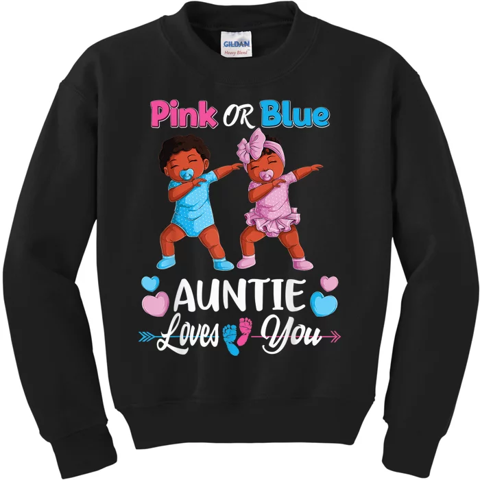 Pink Or Blue Auntie Loves You Black Baby Gender Reveal Wo Kids Sweatshirt