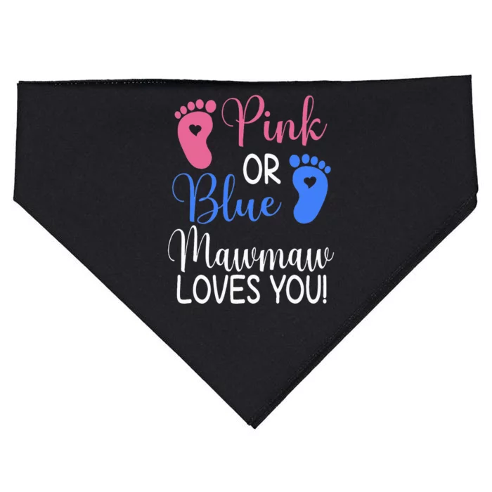 Pink or Blue Mawmaw Loves You Funny Gender Reveal Party USA-Made Doggie Bandana