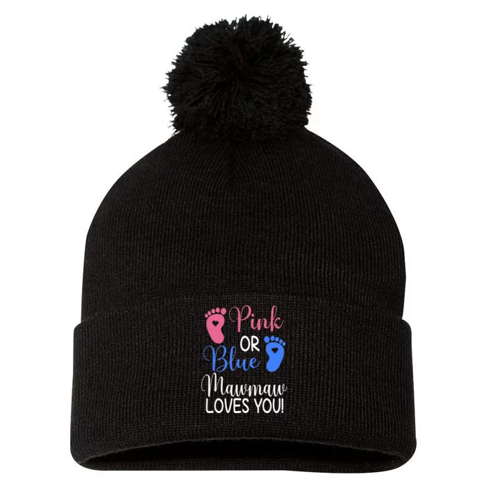 Pink or Blue Mawmaw Loves You Funny Gender Reveal Party Pom Pom 12in Knit Beanie