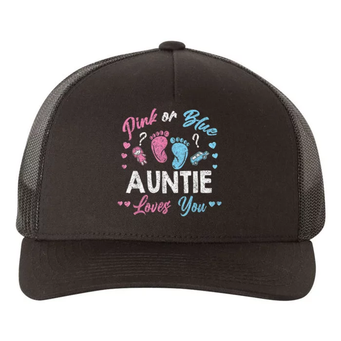 Pink Or Blue Auntie Loves You Gender Reveal Vintage Yupoong Adult 5-Panel Trucker Hat