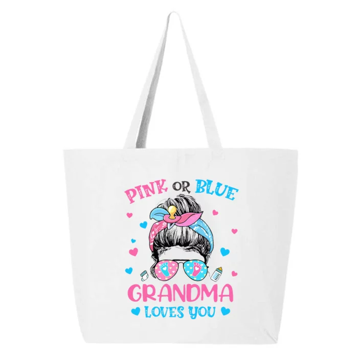 Pink or Blue Grandma Loves You Gender Reveal Messy Bun 25L Jumbo Tote