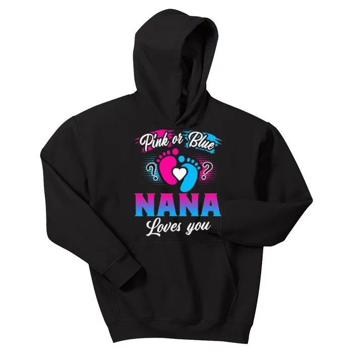 Pink Or Blue Nana Loves You Baby Gender Reveal Kids Hoodie