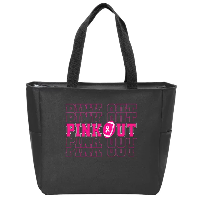 Pink Out Breast Cancer Awareness Football Tackle Zip Tote Bag