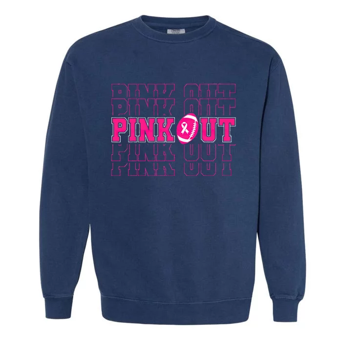 Pink Out Breast Cancer Awareness Football Tackle Garment-Dyed Sweatshirt