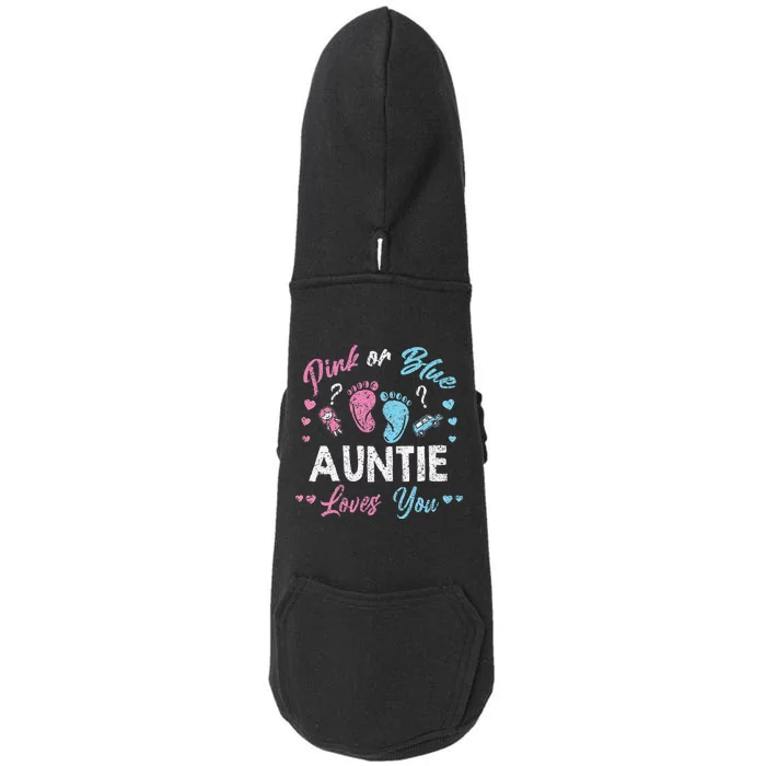 Pink Or Blue Auntie Loves You Gender Reveal Vintage Doggie 3-End Fleece Hoodie