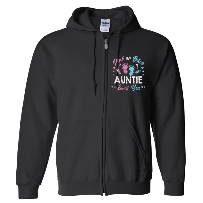 Pink Or Blue Auntie Loves You Gender Reveal Vintage Full Zip Hoodie