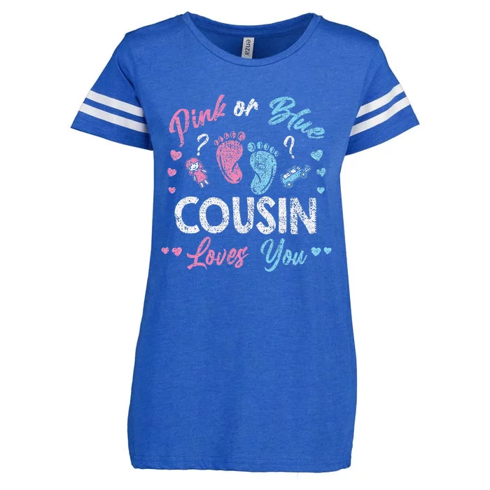 Pink Or Blue Cousin Loves You Gender Reveal Vintage Enza Ladies Jersey Football T-Shirt