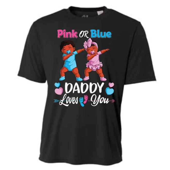 Pink Or Blue Daddy Loves You Black Baby Gender Reveal Party Cooling Performance Crew T-Shirt