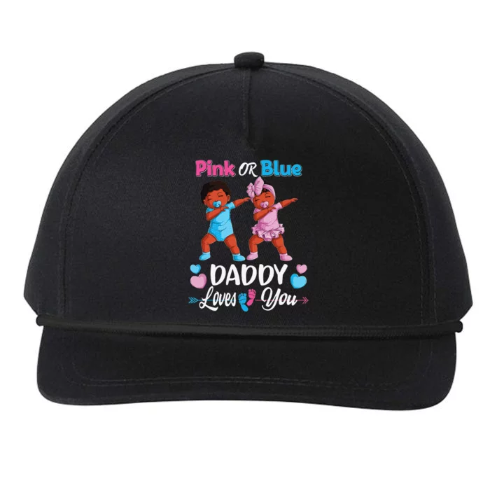 Pink Or Blue Daddy Loves You Black Baby Gender Reveal Party Snapback Five-Panel Rope Hat