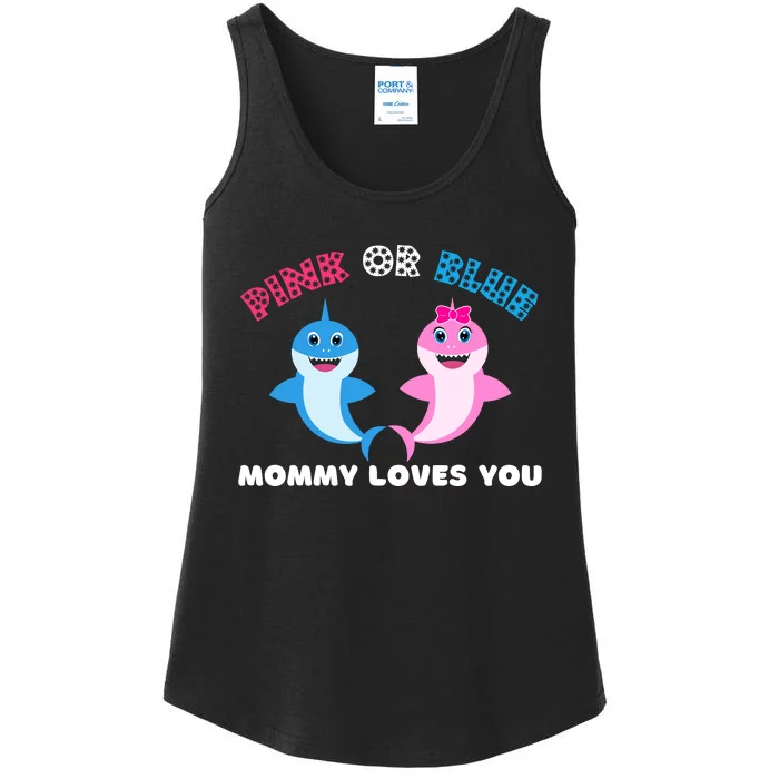 Pink Or Blue Mommy Loves You Gender Reveal Maternity Ladies Essential Tank