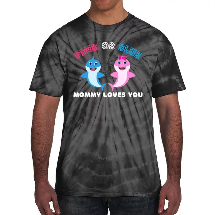 Pink Or Blue Mommy Loves You Gender Reveal Maternity Tie-Dye T-Shirt