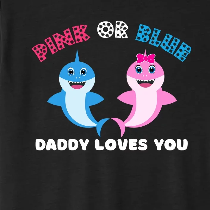 Pink Or Blue Daddy Loves You Gender Reveal Maternity ChromaSoft Performance T-Shirt