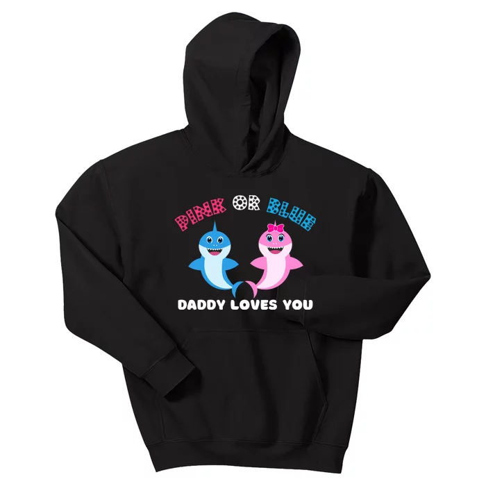 Pink Or Blue Daddy Loves You Gender Reveal Maternity Kids Hoodie