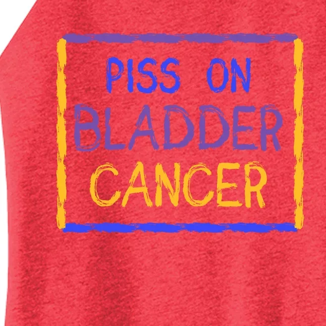 Piss On Bladder Cancer Purple Blue Yellow Ribbon Dysuria Urologist Women’s Perfect Tri Rocker Tank