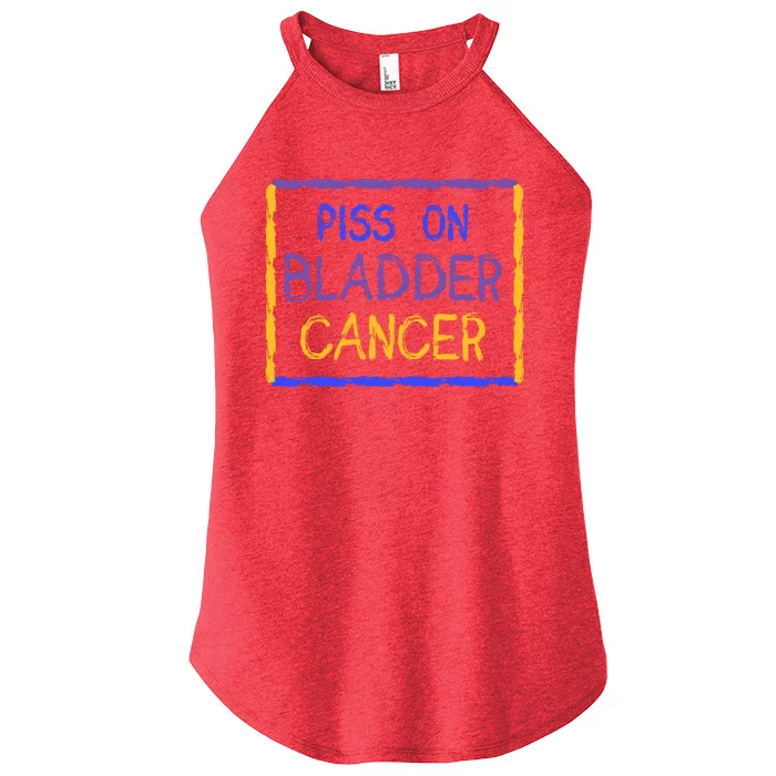 Piss On Bladder Cancer Purple Blue Yellow Ribbon Dysuria Urologist Women’s Perfect Tri Rocker Tank