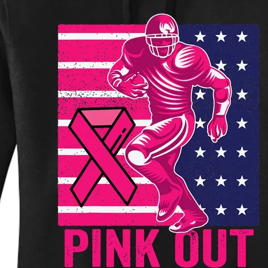 Pink Out Breast Cancer Awareness Football Breast Cancer Women's Pullover Hoodie