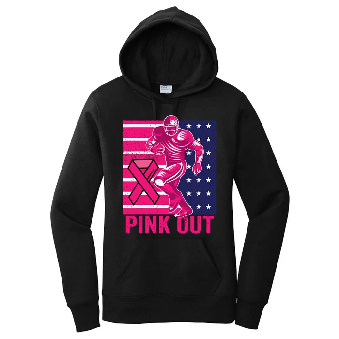 Pink Out Breast Cancer Awareness Football Breast Cancer Women's Pullover Hoodie