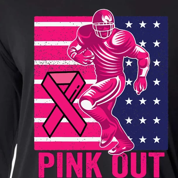 Pink Out Breast Cancer Awareness Football Breast Cancer Cooling Performance Long Sleeve Crew