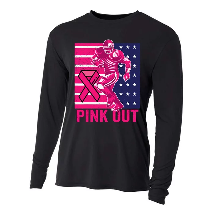 Pink Out Breast Cancer Awareness Football Breast Cancer Cooling Performance Long Sleeve Crew