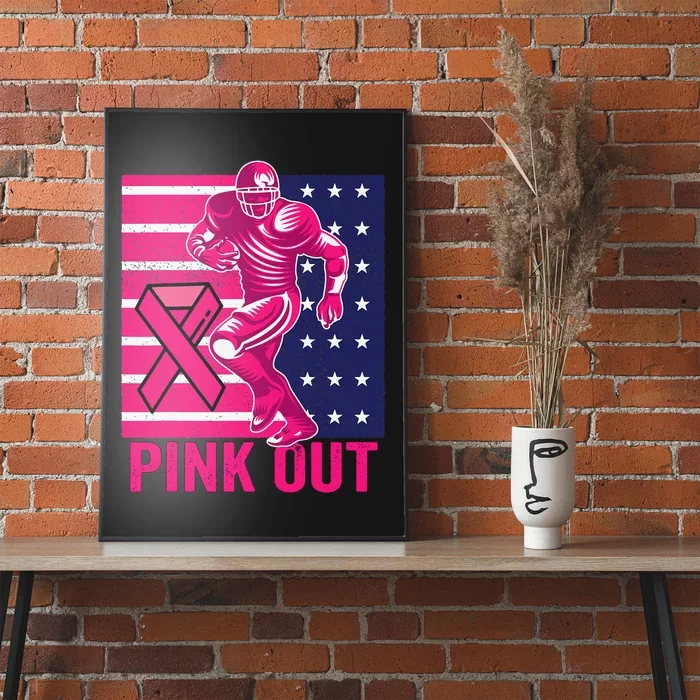 Pink Out Breast Cancer Awareness Football Breast Cancer Poster