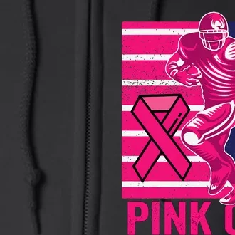 Pink Out Breast Cancer Awareness Football Breast Cancer Full Zip Hoodie