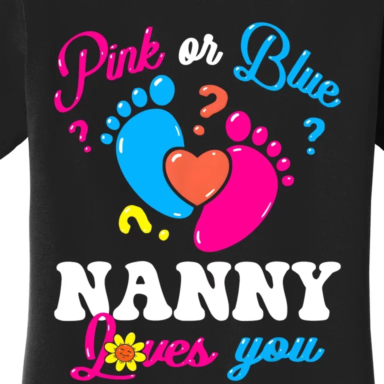 Pink Or Blue Nanny Loves You Baby Gender Reveal Women's T-Shirt