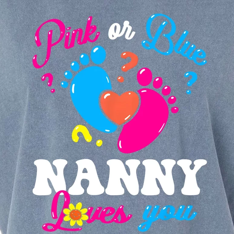 Pink Or Blue Nanny Loves You Baby Gender Reveal Garment-Dyed Women's Muscle Tee