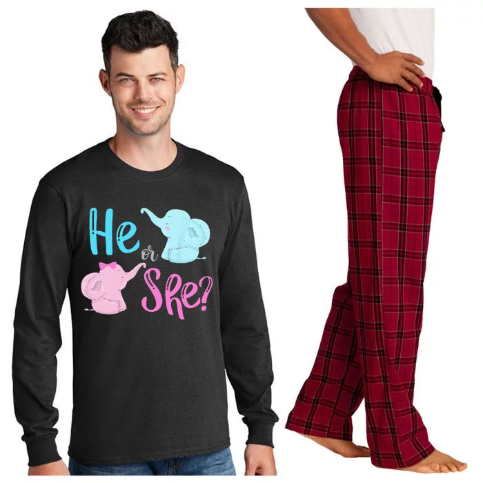 Pink Or Blue Gender Reveal Elephant Long Sleeve Pajama Set