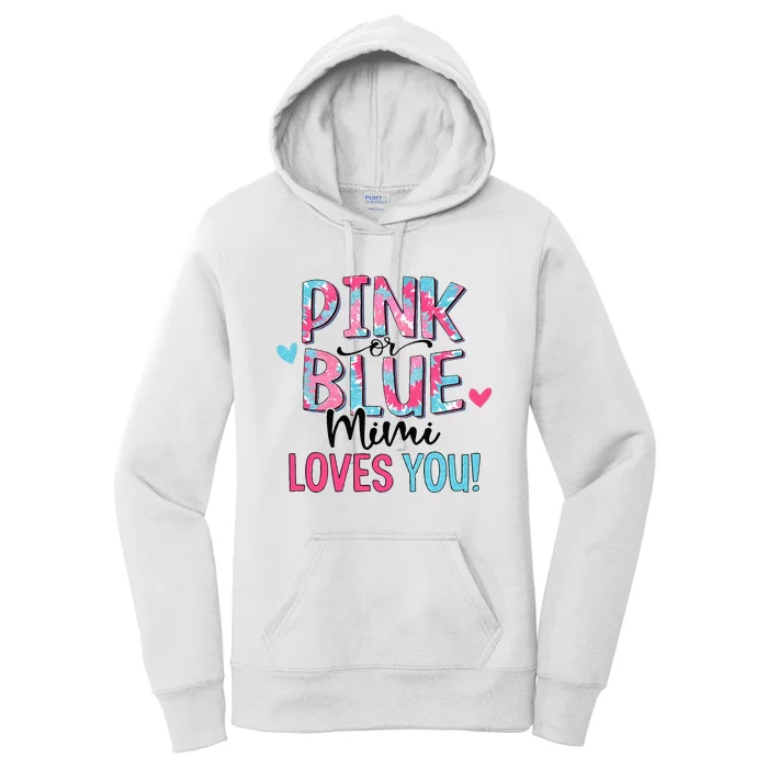 Pink Or Blue Mimi Loves You Tie Dye Baby Gender Reveal Women's Pullover Hoodie