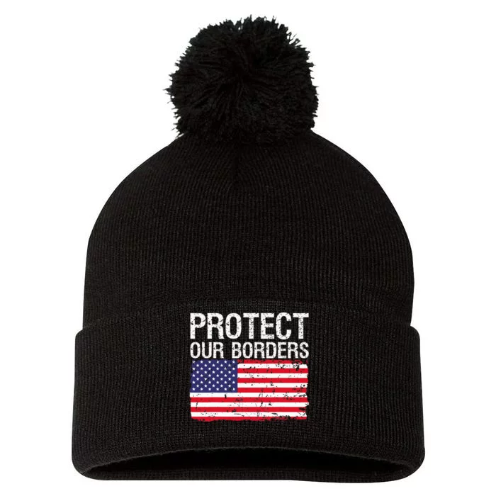 Protect Our Borders Law Enforcement Legal Immigration Pom Pom 12in Knit Beanie