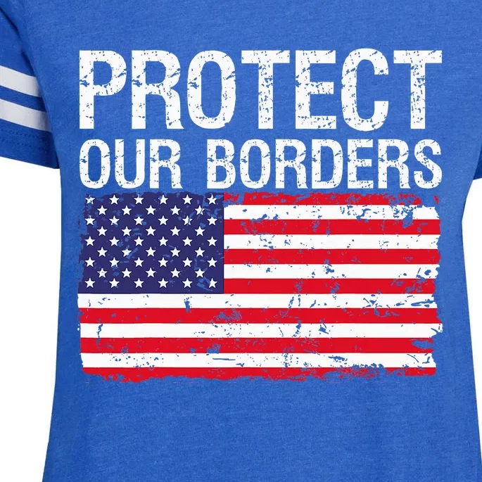 Protect Our Borders Law Enforcement Legal Immigration Enza Ladies Jersey Football T-Shirt