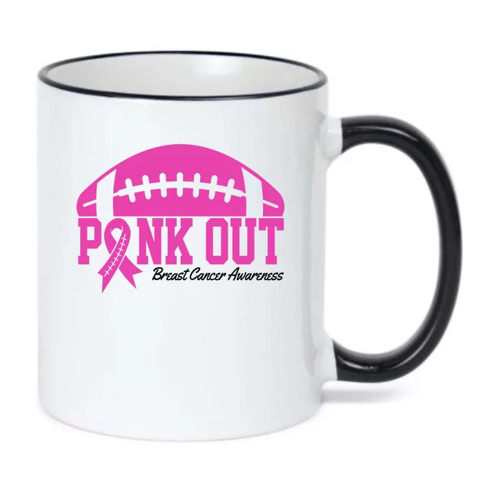 Pink Out Breast Cancer Awareness Football Ribbon Black Color Changing Mug