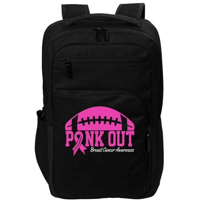 Pink Out Breast Cancer Awareness Football Ribbon Impact Tech Backpack