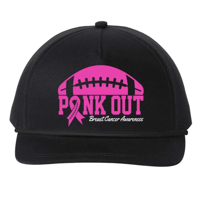 Pink Out Breast Cancer Awareness Football Ribbon Snapback Five-Panel Rope Hat