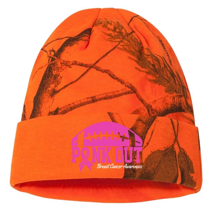 Pink Out Breast Cancer Awareness Football Ribbon Kati - 12in Camo Beanie