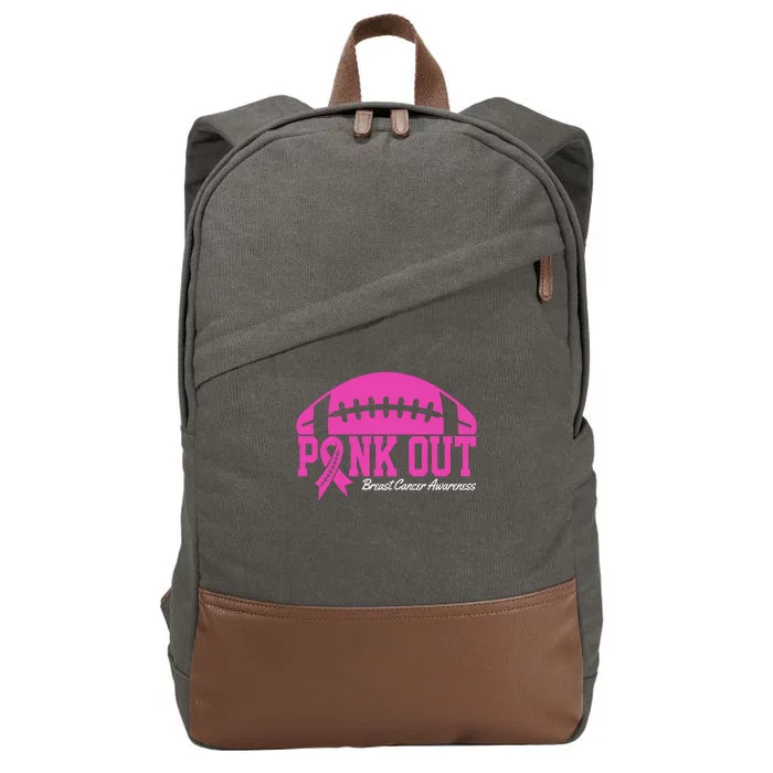 Pink Out Breast Cancer Awareness Football Ribbon Cotton Canvas Backpack