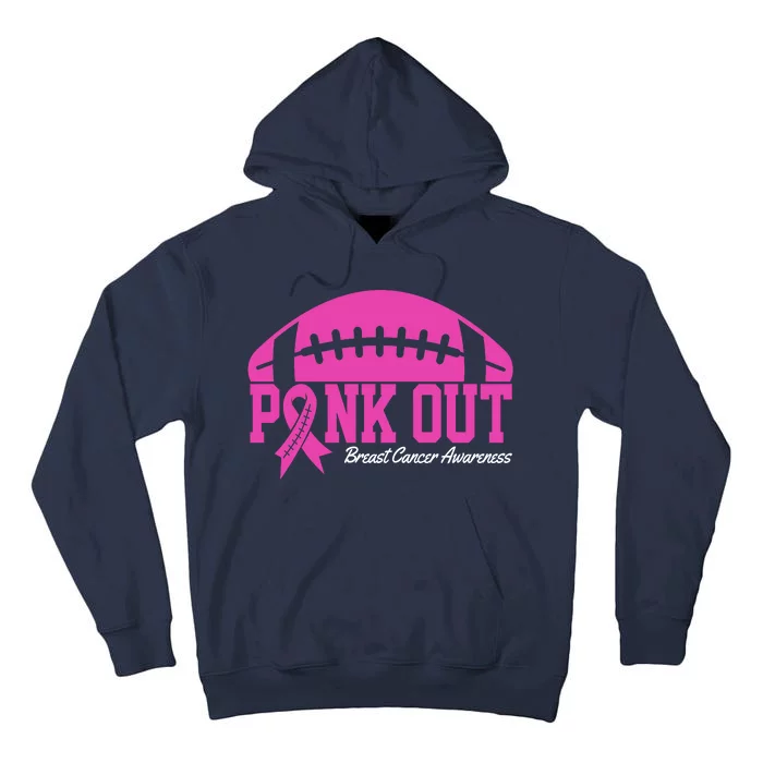 Pink Out Breast Cancer Awareness Football Ribbon Tall Hoodie