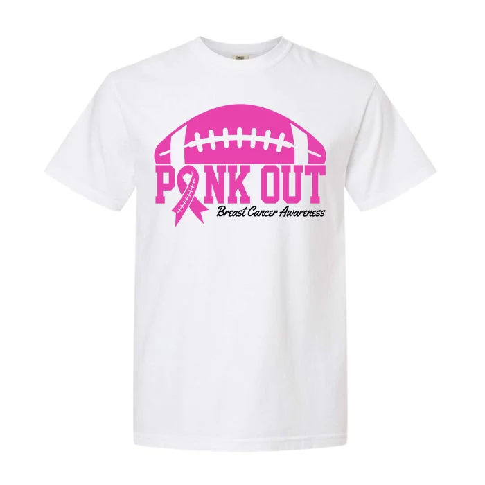 Pink Out Breast Cancer Awareness Football Ribbon Garment-Dyed Heavyweight T-Shirt