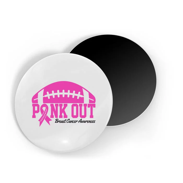 Pink Out Breast Cancer Awareness Football Ribbon Magnet