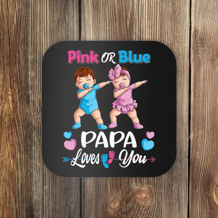 Pink Or Blue Papa Loves You Baby Gender Reveal Party Coaster